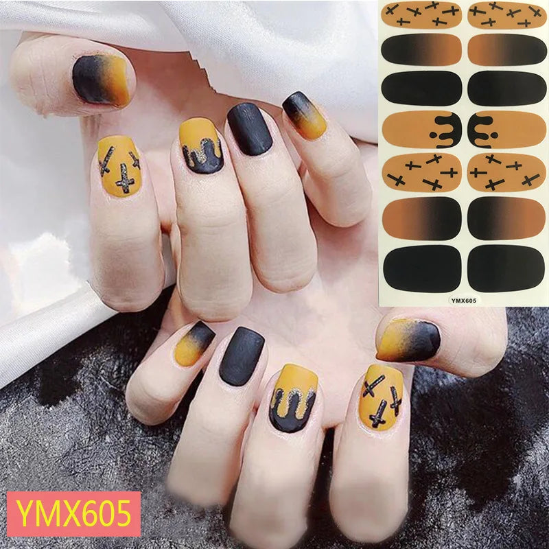 sengpan Baking Free Halloween Nail Stickers Full Sticker Fashion Nail Art Jewelry  Pumpkin Ghost Wholesale Applique Nail Sticker