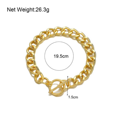 sengpan Punk Charm Chain Bracelets for Women Minimalist Thick Gold Color Stainless Steel Bracelets Bangles Fashion Jewelry