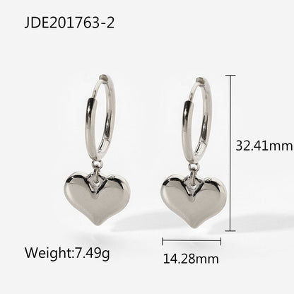 sengpan Waterproof Jewelry 14k Gold Plated Huggie Hoop Earrings Silver Stainless Steel Heart Earrings For Women Gift Bijoux Femme