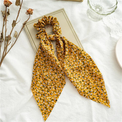 sengpan New Fashion Print Bow Scrunchies Hair Ribbon For Women Elastic Hair Band Girls Horsetail Hair Ties Hair Accessories