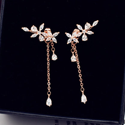 sengpan Christmas wishlist New Trendy Pearl Crystal Long Tassel Earrings For Women Gold Color Butterfly Earrings Pendientes Wedding Party Jewelry Gifts