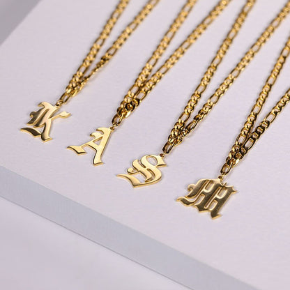 sengpan Goth Initial Letter Necklace For Women Stainless Steel Gold Plated Pendant Chain Choker Necklace Aesthetic emo Jewelry Gift 2023