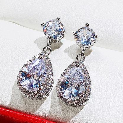 sengpan Luxury Female Dangle Earrings Bright Crystal Zirconia Stone 5 Colors Available Noble Women Party Accessories Jewelry Gift