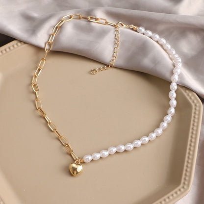 sengpan Christmas gifts ideas Punk Pearl Chain Necklace For Women Butterfly Dog Tag Heart Pendants Necklaces Women's Neck Chain Jewelry On The Neck