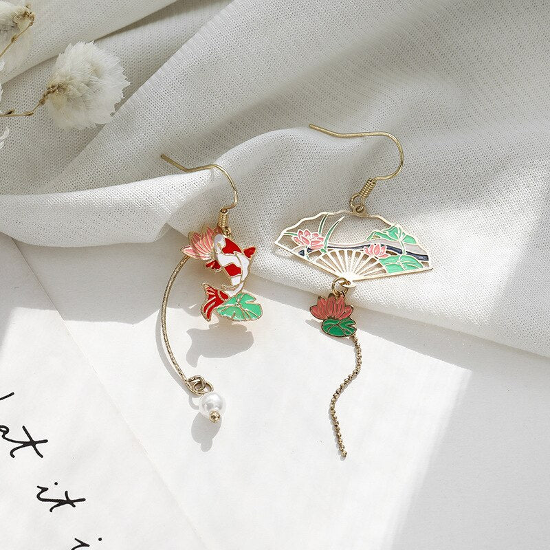 sengpan Christmas wishlist Korean New Sweet Geometric Drop Earrings For Women Cute Cat Rabbit Star Moon Asymmetrical Dangle Earrings Gift For Girls Jewelry