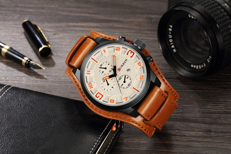 sengpan  gifts for men Top Brand Luxury Mens Watches Male Clocks Date Sport Military Clock Leather Strap Quartz Business Men Watch Gift