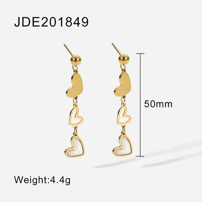 sengpan New Trendy Triangle Stainless 14K Gold Heart-Shaped Disc C-shaped Earrings For Women Jewerly Party Gift