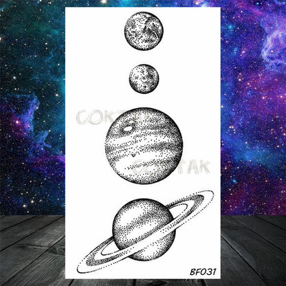 sengpan Lovely Small Planets Temporary Tattoos Realistic Sheets Body Art Arm Tattoos Paper For Adult Kids Fake Waterpoof Tattoo Sticker