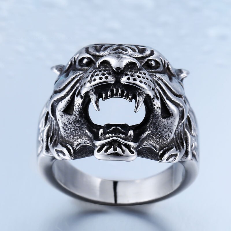 sengpan Christmas decor ideas Retro Domineering Tiger Men's Ring Hip Hop Gothic Accessories King of the Forest Tiger Punk Finger Jewelry Gift