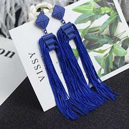 sengpan Long Tassel Earrings Fashion Jewelry Bohemia Statement Summer Dangle Aesthetic Earrings for Women Accessories Korean Style