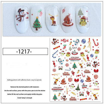 sengpan New Christmas Nail Slider Santa Elk Snowman  New Year Nail Design Big Size Full Cover Water Nail Transfer Cartoon Winter Decal