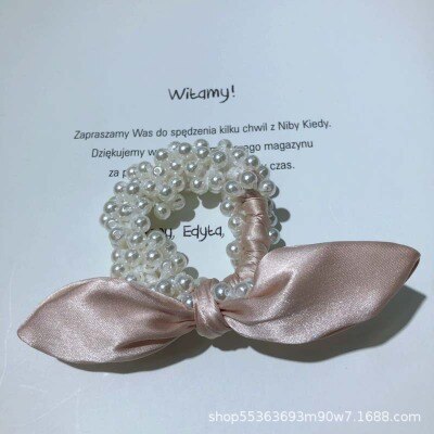 sengpan Women  Scrunchies Hair Ties Elastic Rubber Bands Adult Pearl Bow Knot Bear Animal Fashion Girl Korean Accessories Lady Wholesale