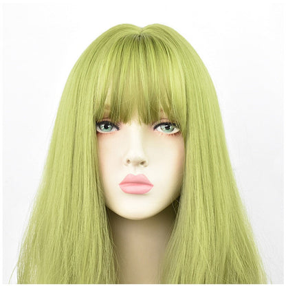 sengpan human hair wigs deep wave frontal wig hairstyles lacefront wig hairstyles 24inch Synthetic Green Black Hair Curly Big Wave Cosplay  Wigs With Bangs for Women African American Heat Resistant Fiber Hair