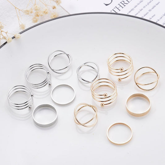 sengpan Christmas wishlist Multi Layer Hiphoop Ring Simple Design Anillos Vintage Gold Color Joint Rings Sets for Women Punk Jewelry Version Goth Mujer