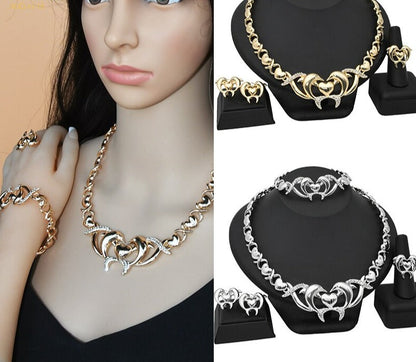 sengpan - Jewelry Set For Nigerian Women Wedding Bride Luxury XOXO Sweet Whale Gilded Necklace India Fashion Bracelet Earring Ring