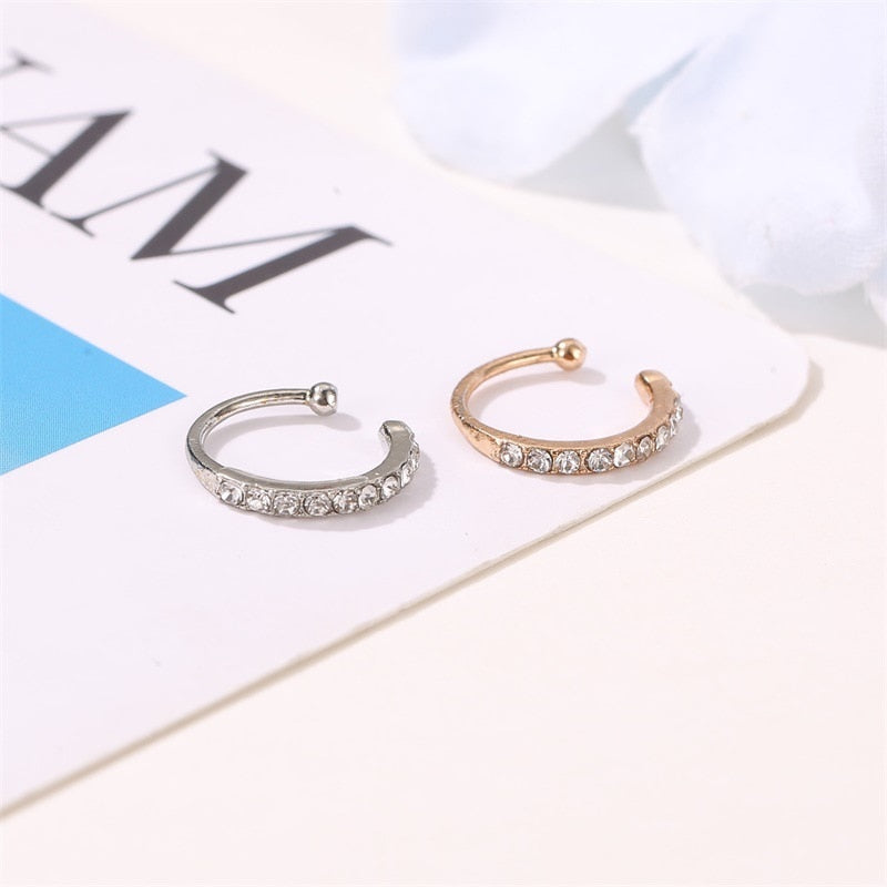 sengpan Korean Crystal Clip Earrings For Women Zircon Earing Without Hole Jewelry Fake Earrings Single Ear Bone Clip Earings Kolczyki