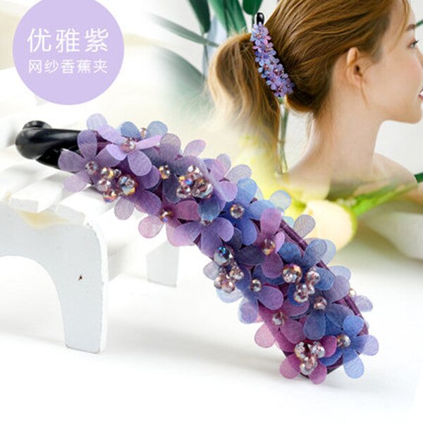 sengpan Banana Hair Clip Claw for Women Girl Camellia Flower Floral Pearl Hairpin Korean Handmade Fashion Accessories Mujer Wholesale