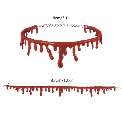 sengpan 1pc Halloween Decoration Horror Blood Drip Necklace Fake Blood Vampire Fancy Joker Choker Costume Necklaces Party Accessories