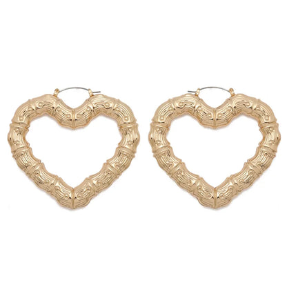 sengpan Y2K Jewelry Golden Color Big Bamboo Circle Geometric Earrings For Women Egirl Style Fashion Earrings 2000s Aesthetic Friends