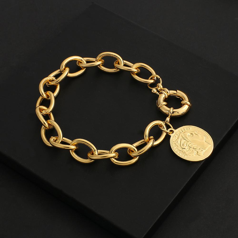 sengpan New Gold Color Charm Chain Wrist Jewelry Bracelets for Women Men Fashion Copper Alloy Bracelets Fashion Hot Sale