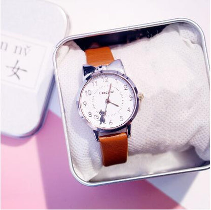 sengpan Christmas gifts ideas Casual Women Watches Cute Cat Ear Lady Bracelet Watch Fashion Leather Band Quartz Wristwatch Clock Montre Femme Relogio Feminino