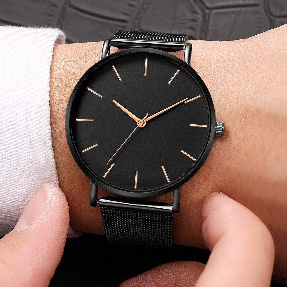 sengpan Christmas wishlist Minimalist men's quartz watch, ultra-thin timer, simple, business, stainless steel mesh belt