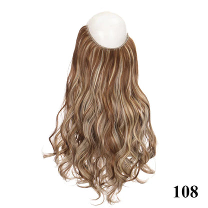 sengpan 24 Inch Invisible Wire No Clips In Hair Extension Secret Fish Line Hair Piece Straight Curly Hair Extension for Women