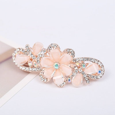 sengpan Barrette For Women Girl Rhinestone Crystal Big Hair Clip Hairpin Rose Peacock Flower Floral Head Accessories Wholesale