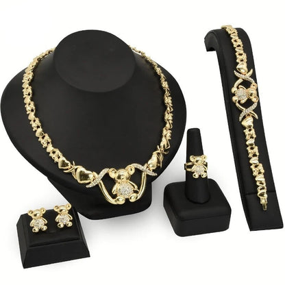 sengpan - African Jewelery Set Necklace Earrings Women Fashion Bridal Bride Indian Wedding Dubai Gold Ladies Designer Nigerian