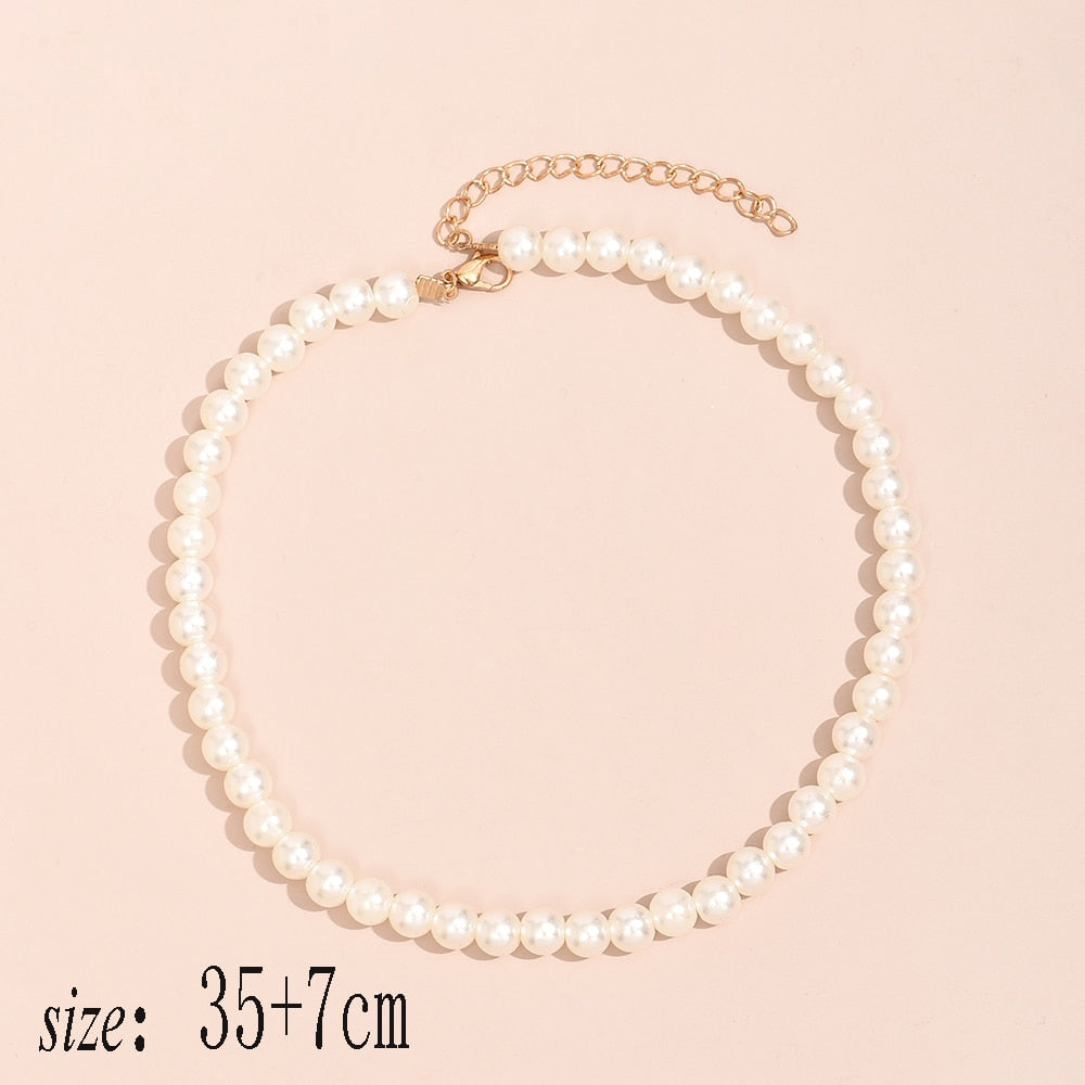 sengpan bridal jewelry set for wedding   Trend Elegant Jewelry Wedding Big Pearl Necklace For Women Fashion White Imitation Pearl Choker Necklace