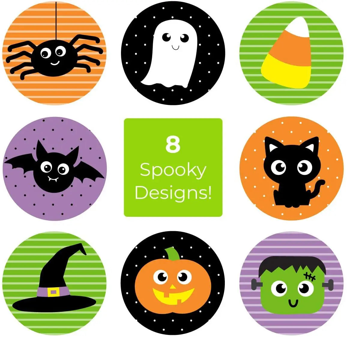 sengpan 100-500pcs Halloween Black Bat DIY Round Stickers Sealing Packaging Stickers Halloween Gift Decoration 8 Spooky designs