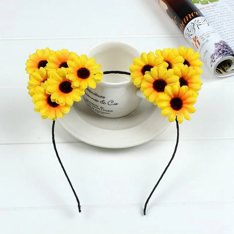 sengpan Boho Chic Daisy Girls Headbands Women Solid Embroidery Flower Hair Bands Kids Candy Chrysanthemum Headwear Hair Accessories