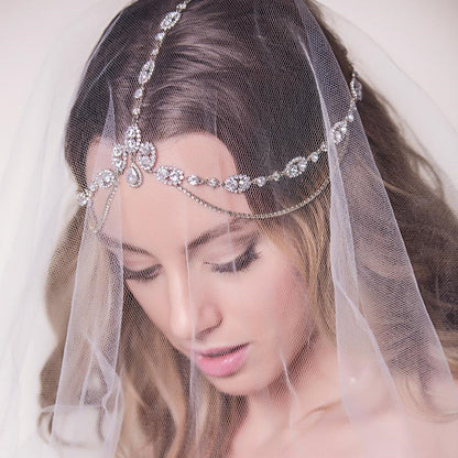 sengpan bridal jewelry set for wedding Crystal Forehead Headband Wedding Bridal Hair Chain Headpiece for Women Rhinestone Waterdrop Head Chain Headwear Hair Jewelry