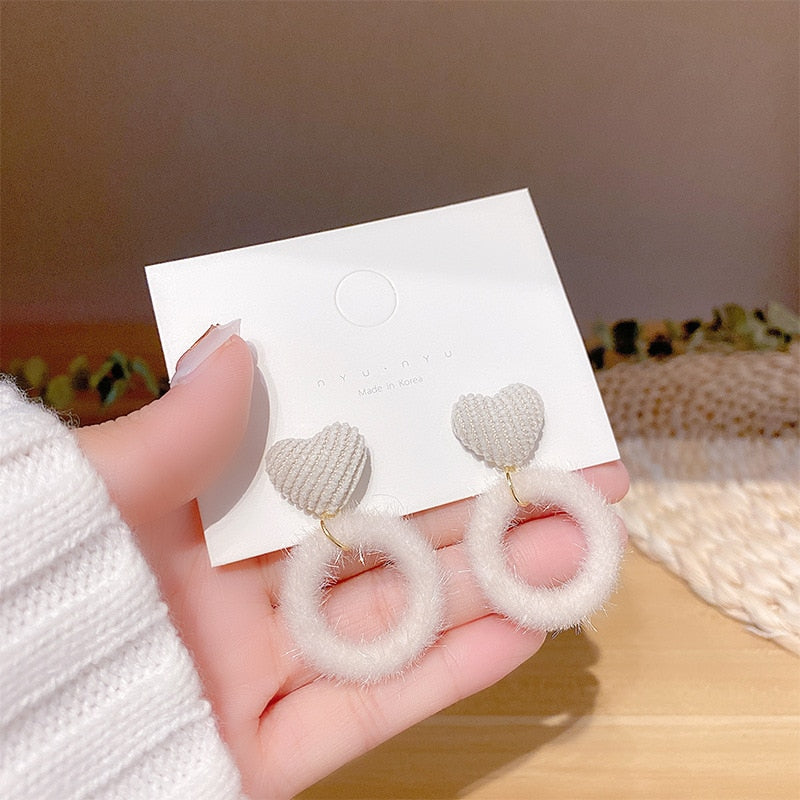 sengpan Ear line for women with face-shaped long tassel hollow geometric earrings with studs for Nordic minimalist earrings