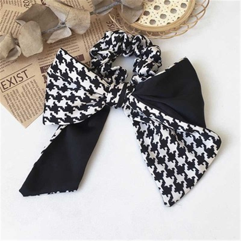 sengpan Plaid Scrunchies For Women Girl Elastic Hair Bands Ties Accessories Pitchwork Bow Knot Wholesale