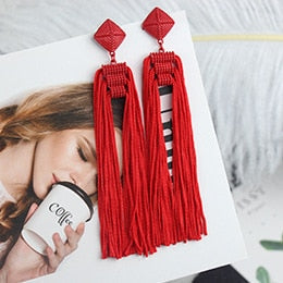 sengpan Long Tassel Earrings Fashion Jewelry Bohemia Statement Summer Dangle Aesthetic Earrings for Women Accessories Korean Style