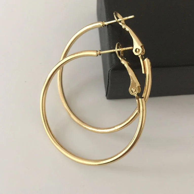 sengpan Fashion Jewelry Round Big Hoop Earrings For Women Men Accessories Ear Ring Gold Silver Color 2.5-10cm Earring Hooks Couple Gift