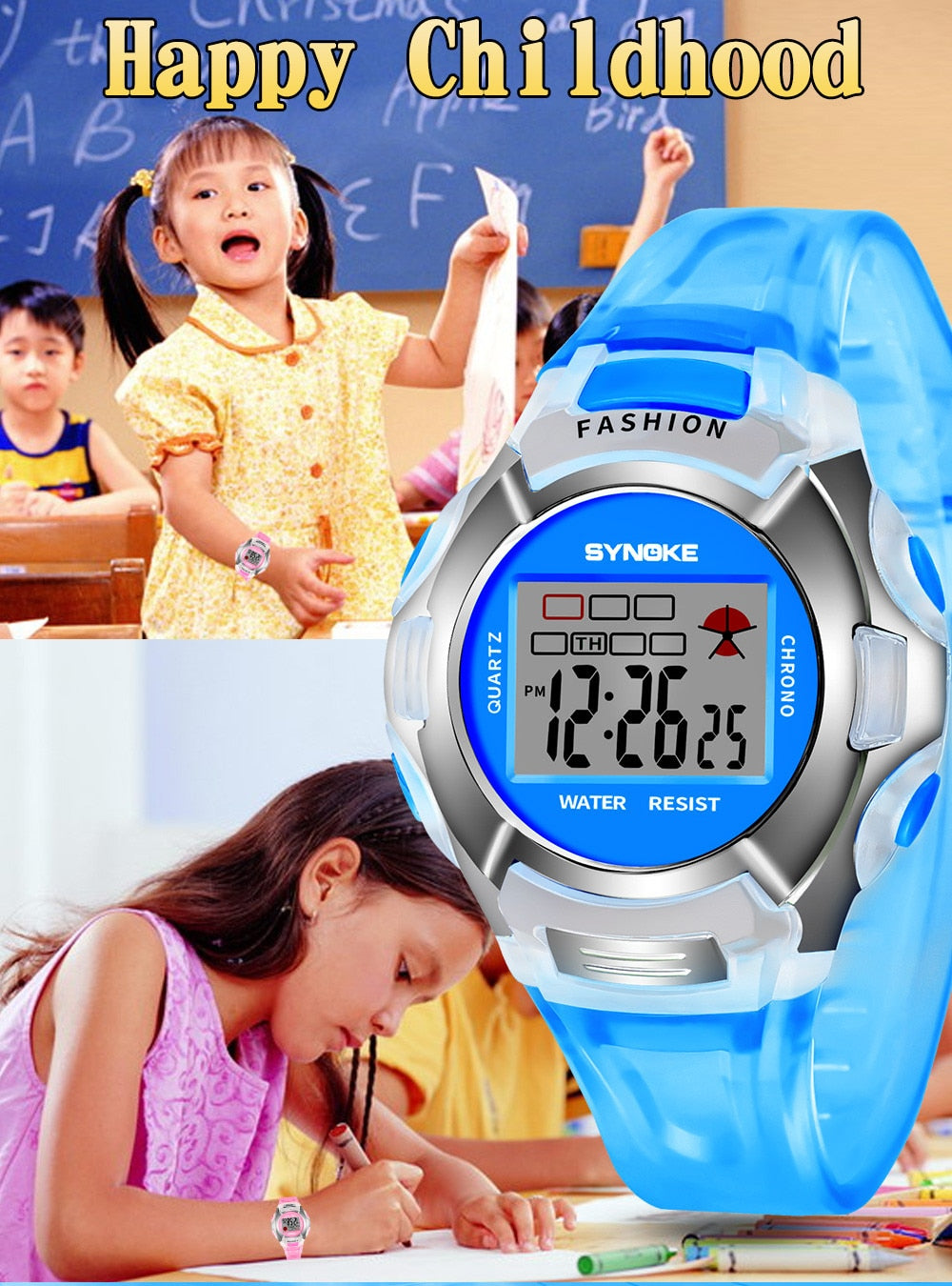 sengpan Christmas wishlist New Waterproof Children Watch Boys Girls LED Digital Sports Watches Plastic Kids Alarm Date Casual Watch Select Gift for kid W50