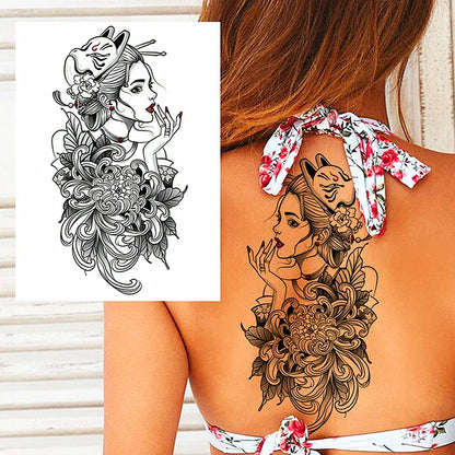 sengpan Black Flower Rose Waterproof Temporary Bird Snake Sexy Body Arm Leg Gem Henna Tattoo Fashion Big Fake Sleeve Sticker