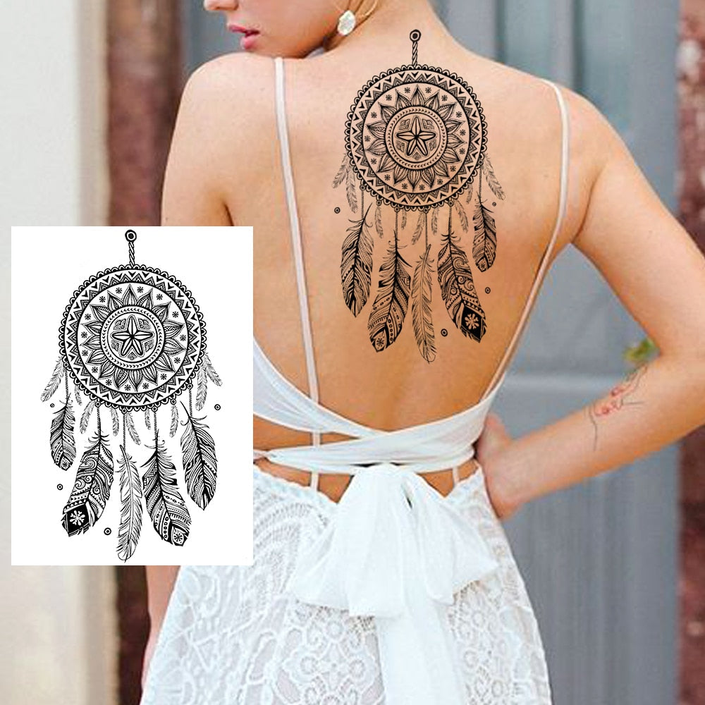 sengpan western jewelry for women Black Henna Lace Temporary Tattoos Sticker For WOmen Butterfly Moth Mehndi Flower Fake Tatoo Sticker Feather Flora Tatoo