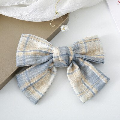 sengpan Women Girl Big Plaid Bow knot Tie Barrette Hair clips Hairpins Fashion Korean Lady Head wear Accessories Wholesale Gifts Party