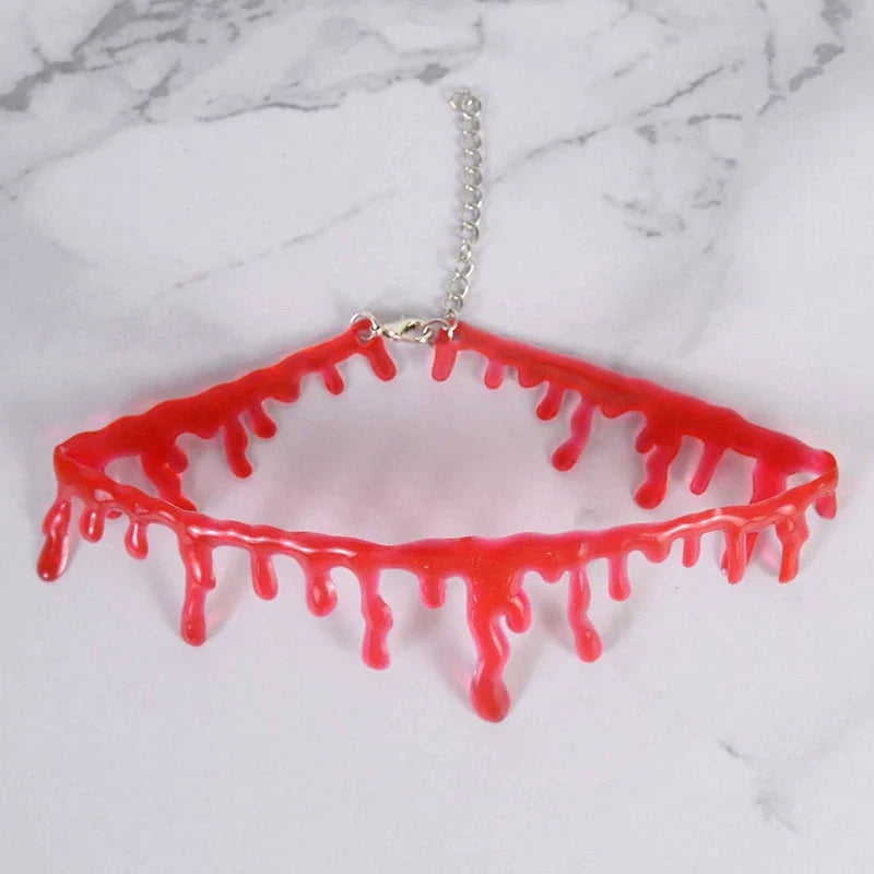 sengpan 1pc Halloween Decoration Horror Blood Drip Necklace Fake Blood Vampire Fancy Joker Choker Costume Necklaces Party Accessories