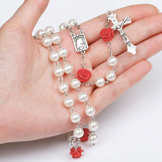 sengpan Christmas gifts ideas 5 Styles Imitation Pearl Rosary Cross  Pendant New Necklace Blessing Fashion Simple Temperament Jewelry For Female