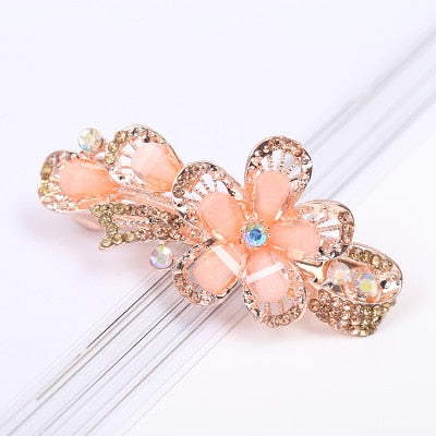 sengpan Barrette For Women Girl Rhinestone Crystal Big Hair Clip Hairpin Rose Peacock Flower Floral Head Accessories Wholesale