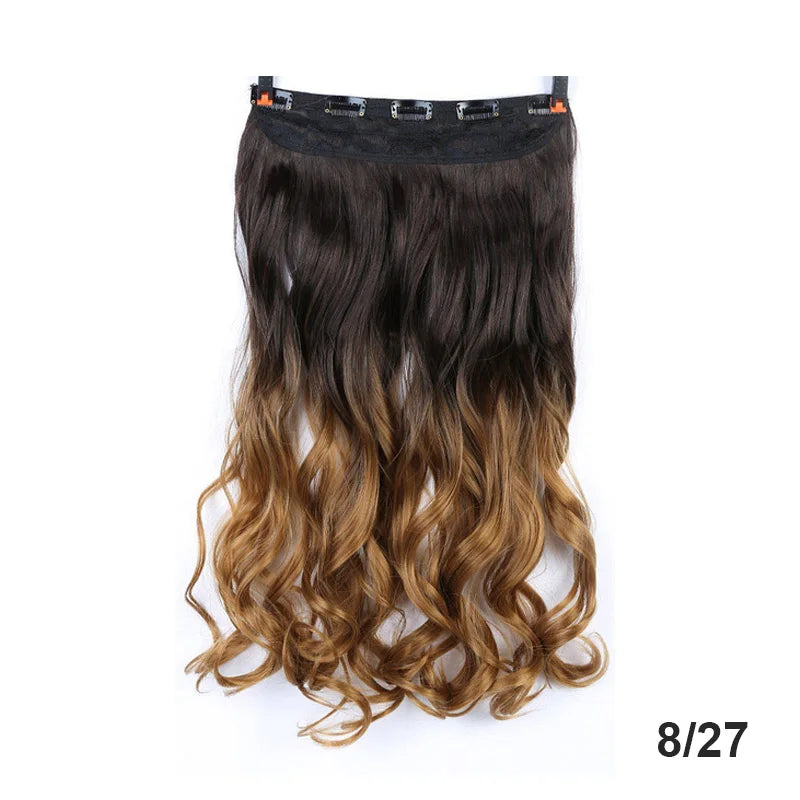 sengpan  24inche 5Clip Long Straight Hair Gradient Straight Hair Synthesis Hair Extension High Temperature Women Hair Extension