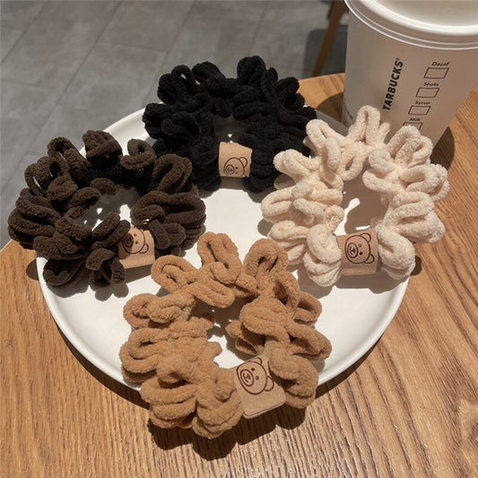 sengpan Solid Scrunchies for Women Girl Flush Tassel Autumn Winter Hair Tie Elastic Bands Korean Accessories Handmade Wholesale