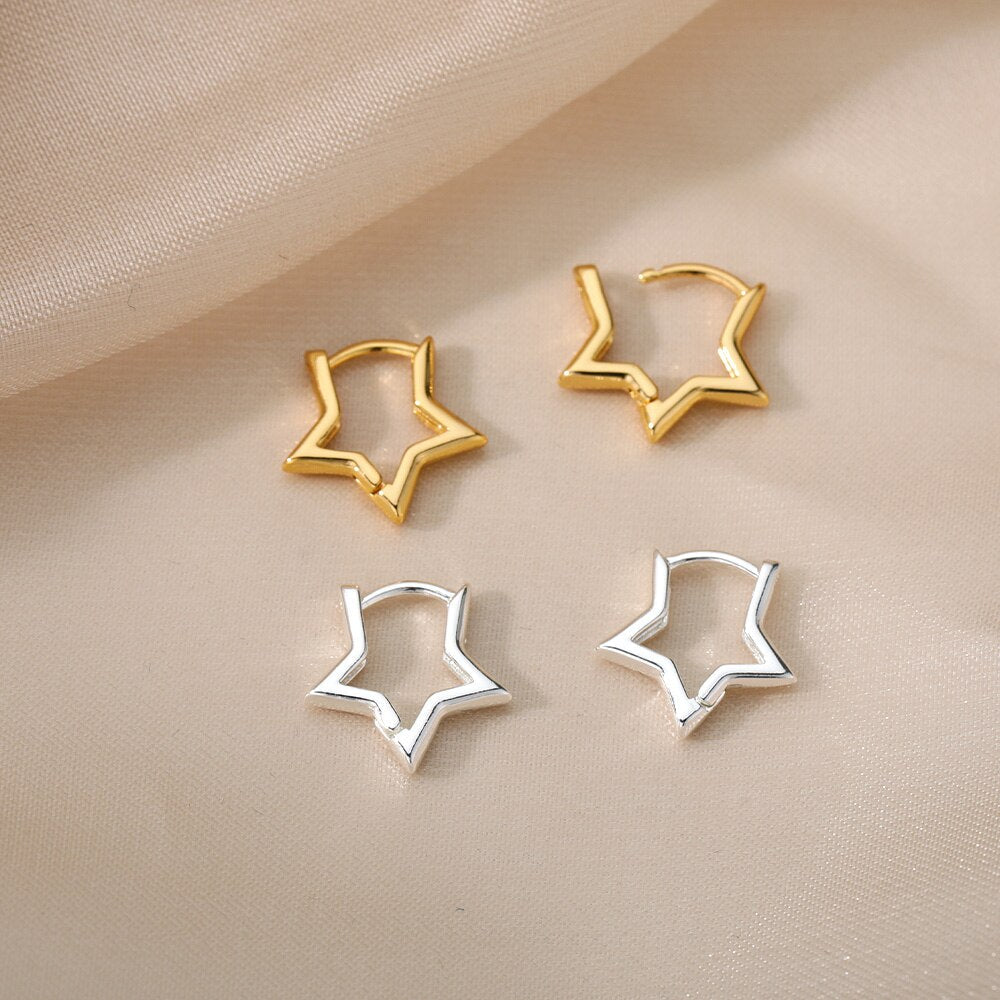 sengpan Star Pendientes Earrings For Women Girl Stainless Steel Minimalist Hoop Piercing Earring 2023 New In y2k Jewelry aretes de mujer