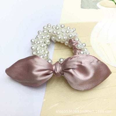 sengpan Women  Scrunchies Hair Ties Elastic Rubber Bands Adult Pearl Bow Knot Bear Animal Fashion Girl Korean Accessories Lady Wholesale