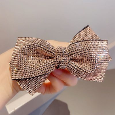 sengpan Barrette for Women Girl Rhinestone Crystal Big Bow Knot Hair Clip Hairpin Geometric Accessories Wholesale