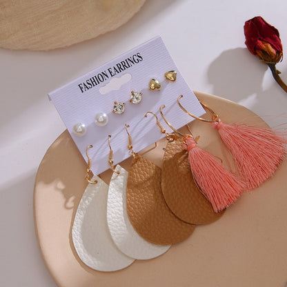 sengpan jewelry gifts for women hot sale new Vintage Women Drop Earrings Set Bohemia Acrylic Tassel Pearl Alloy Long Pendant Earrings Geometric Jewelry Party Gift